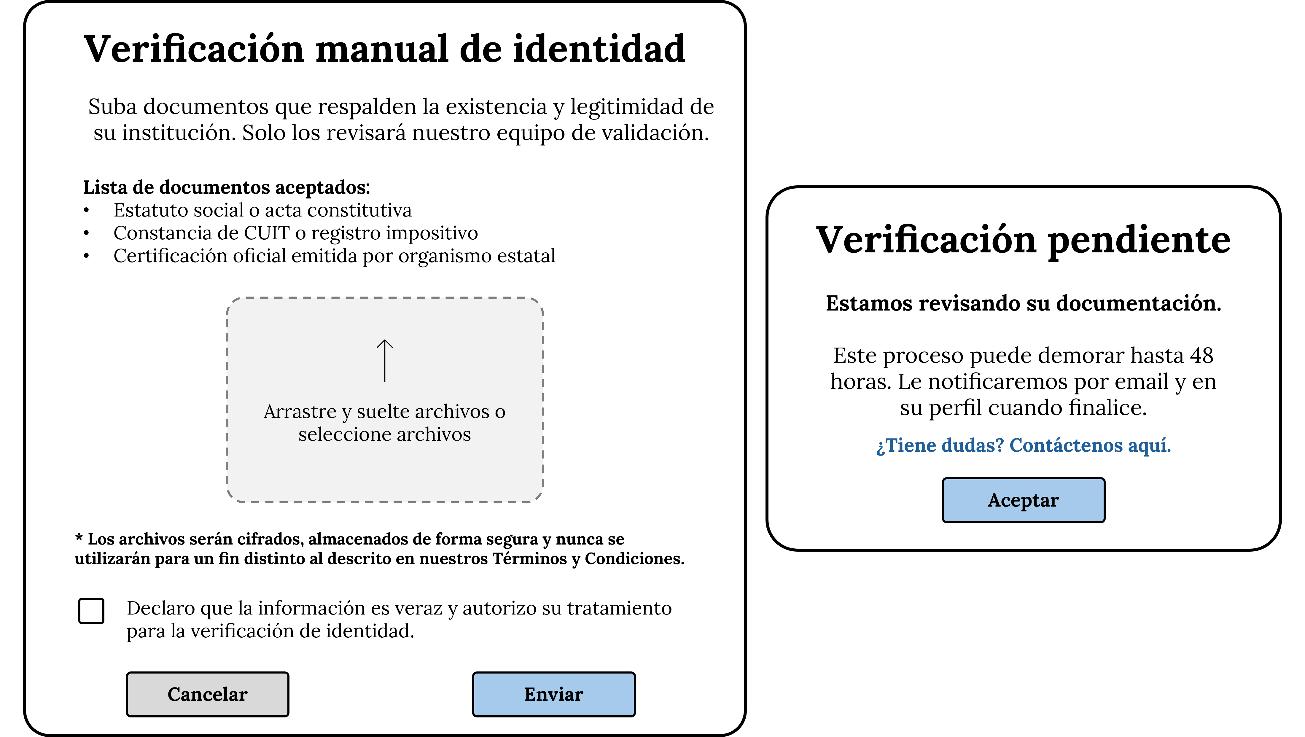 Wireframe de verificación por documentación manual