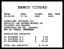 Ejemplo de comprobante de depósito en efectivo